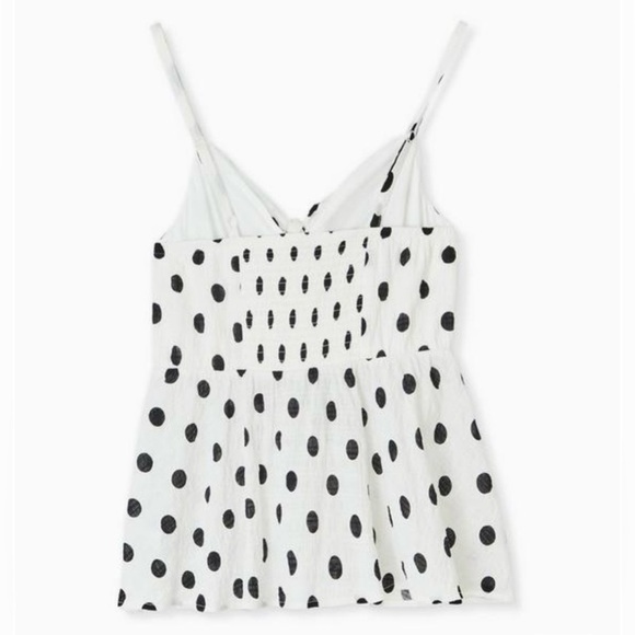 NWT Torrid size 4 white & black polka dot Peplum Cotton Tie-Front Midi Cami - Picture 9 of 9